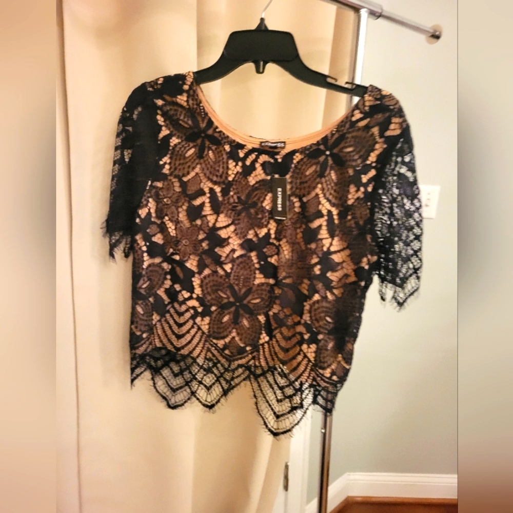 Elegant Black Lace Women's Top